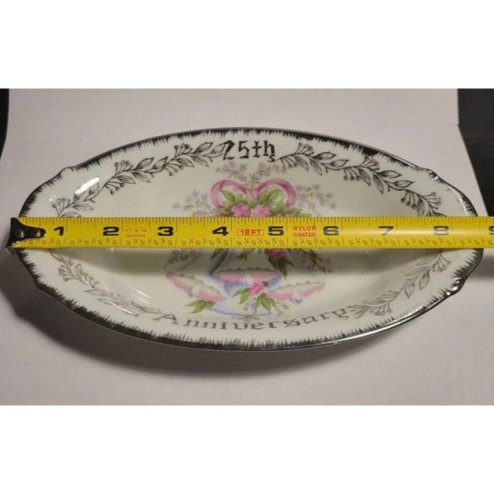 PlateVintage Royal Crown Japan 25th Anniv. Plate Silver Trim Arnart Porcelain 8.